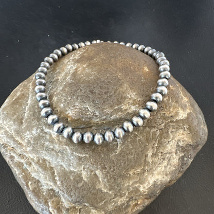 Stretch Navajo 5mm Beads 7” Sterling Silver Bracelet 90502