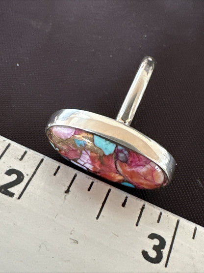 Blue Turquoise Purple Spiny Oyster Navajo Sterling Silver Ring Size 6 18205