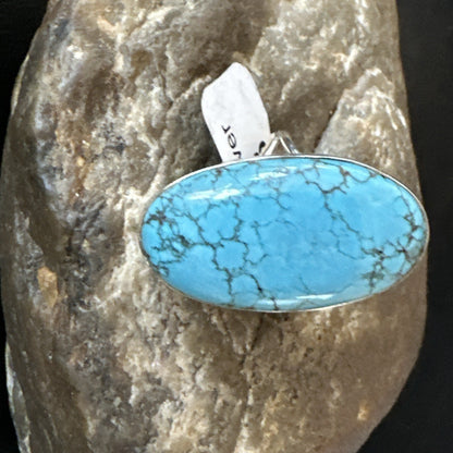 Blue Turquoise#8 Southwestern Sterling Silver Ring Size 8 19749