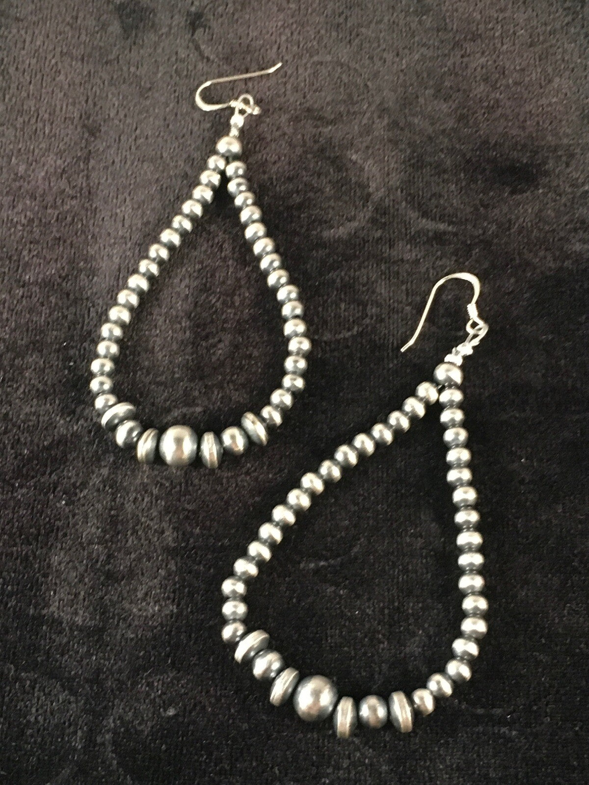 Native American Bead Sterling Silver Earrings 10091