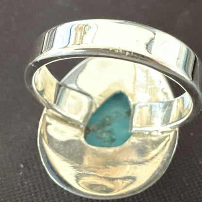 Southwestern Sterling Silver Blue Kingman Turquoise Ring Size 6 18533