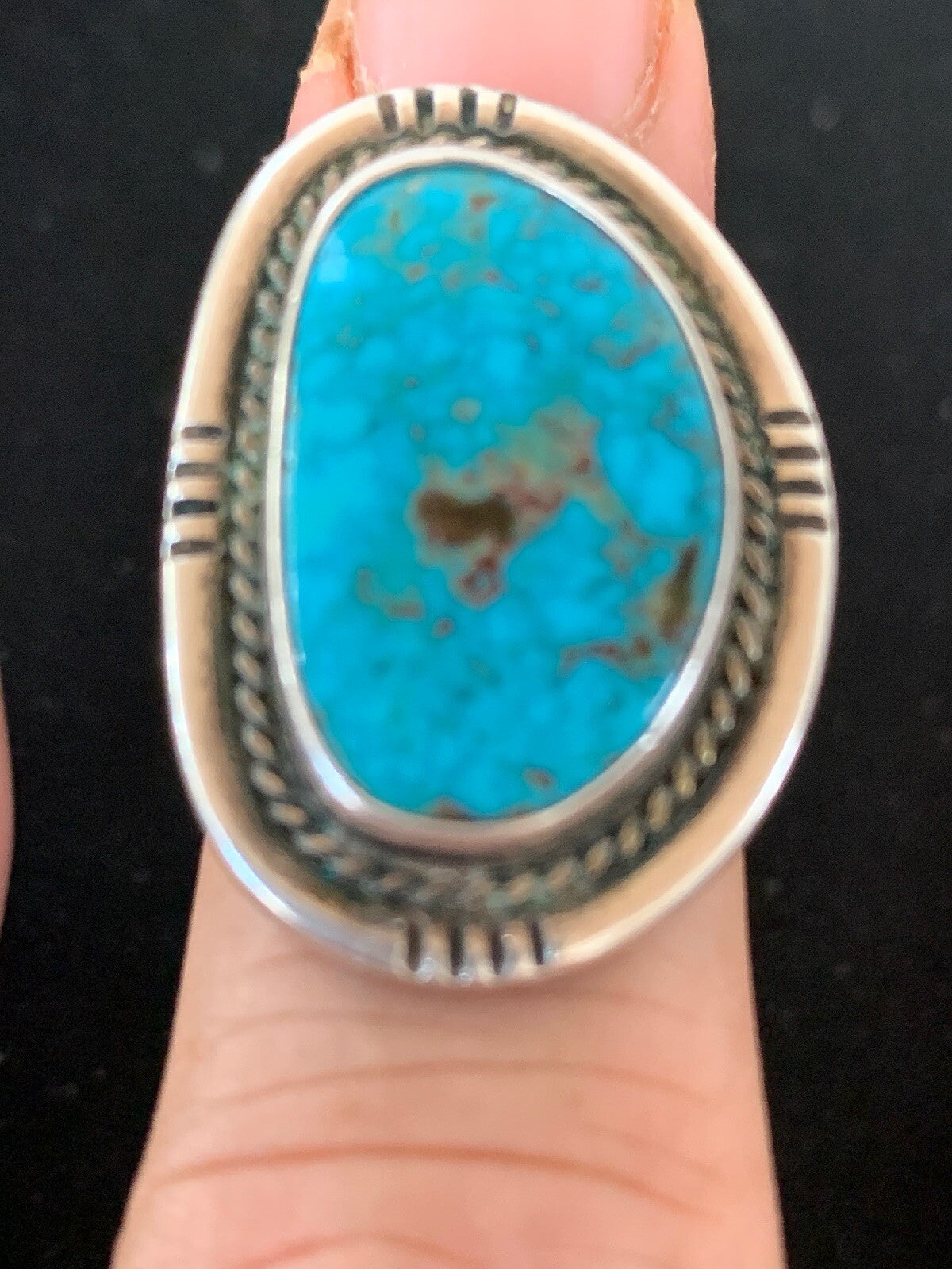 Native Kingman Turquoise Navajo Sterling Silver Old Pawn Ring Sz 4.5 4020