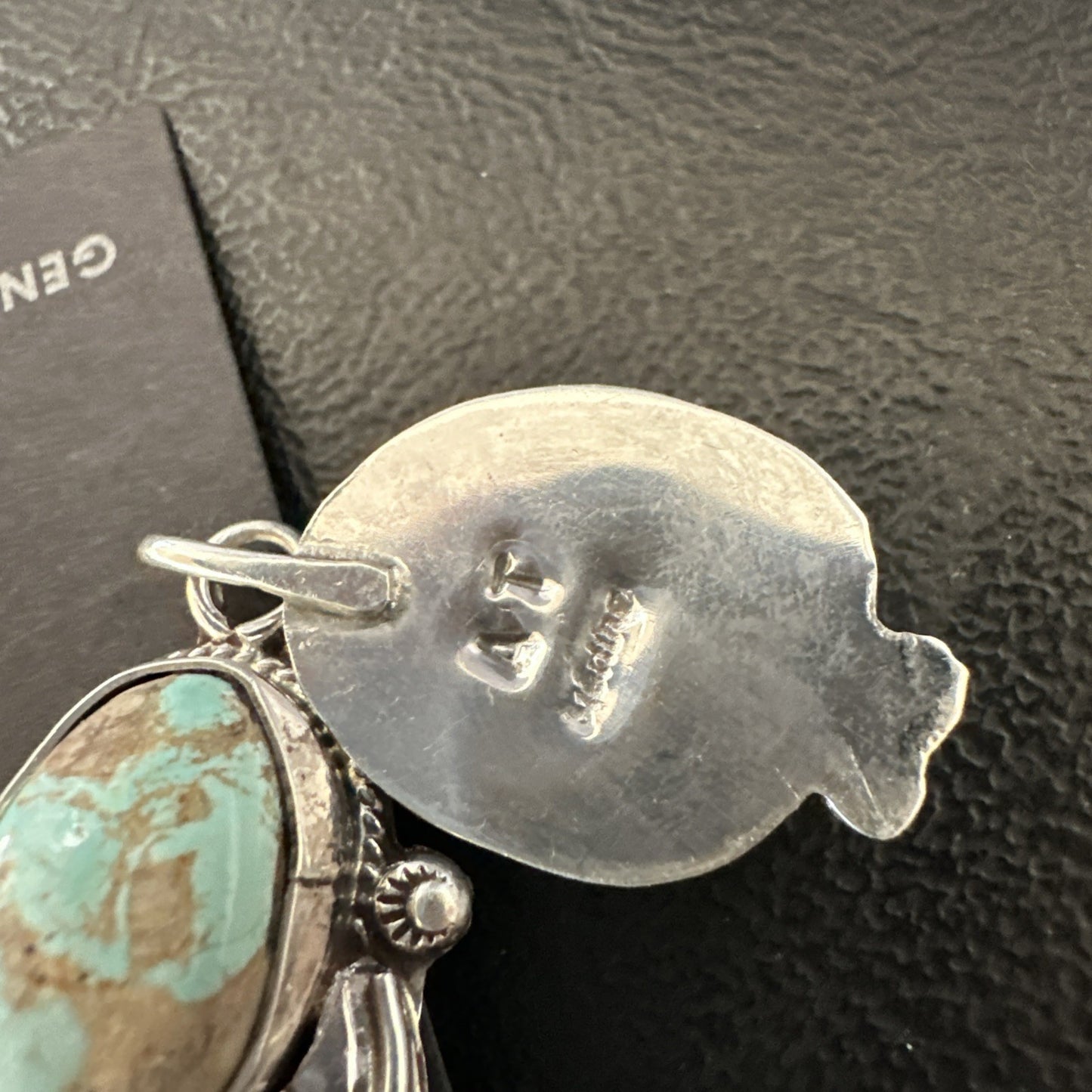 Green Royston Turquoise Navajo Sterling Silver Dangle Earrings 19602
