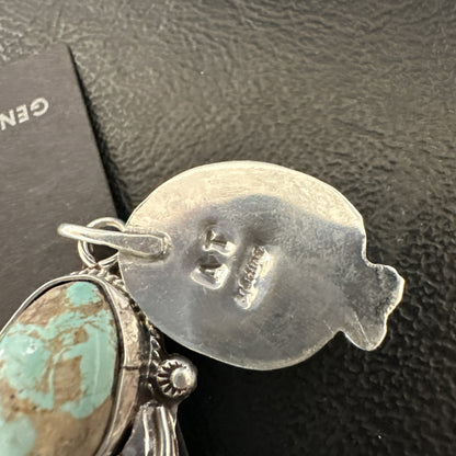 Green Royston Turquoise Navajo Sterling Silver Dangle Earrings 19602