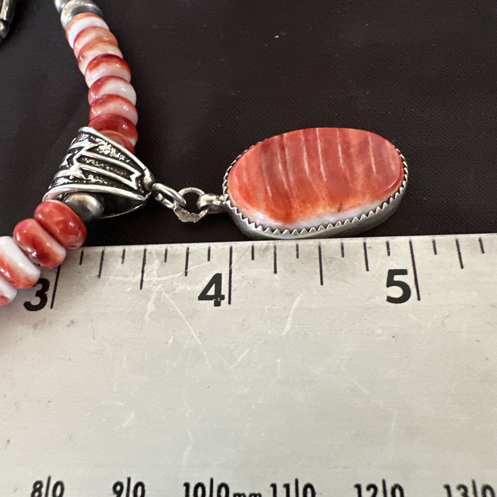 Navajo Pearls Sterling Silver Necklace Red Spiny Oyster Pendant 22" 18265