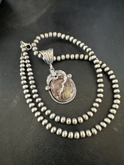 Mens Womens Wild Horse Turquoise Pendant Navajo Sterling Silver Necklace 17801
