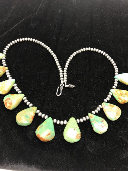 Native American Navajo Pearls St Silver Royston Turquoise Necklace 10072