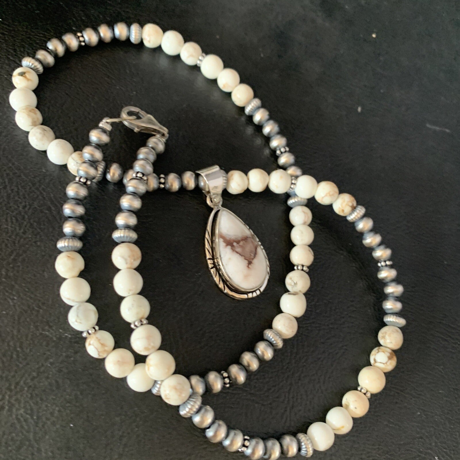 Native Navajo Pearls Purple Spiny Oyster Sterling Silver Necklace 4563