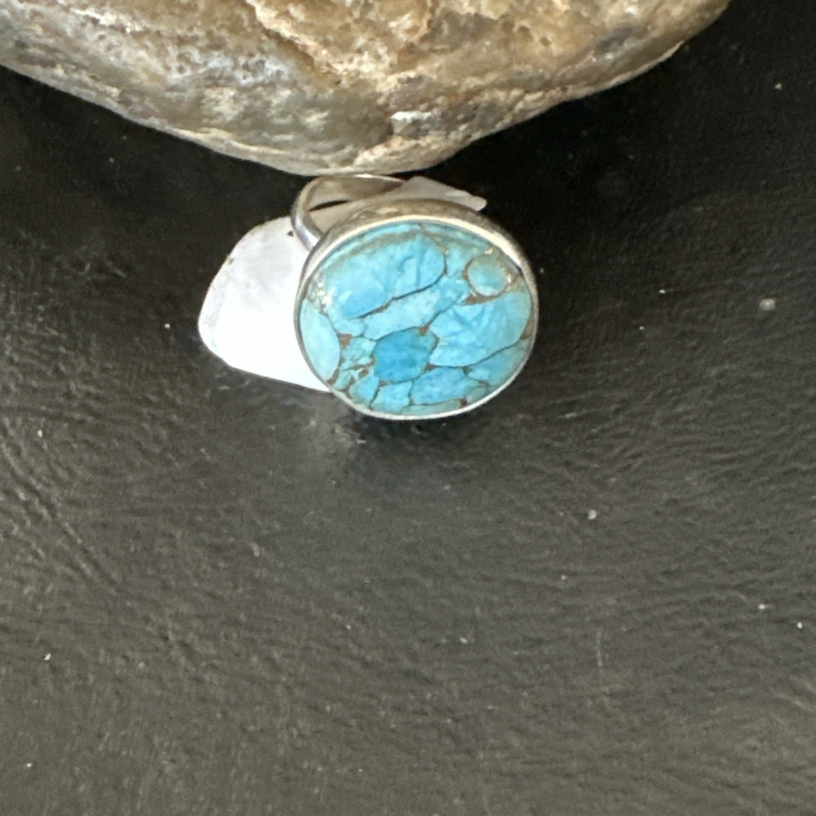 Blue Turquoise#8 Southwestern Sterling Silver Ring Size 7 19741