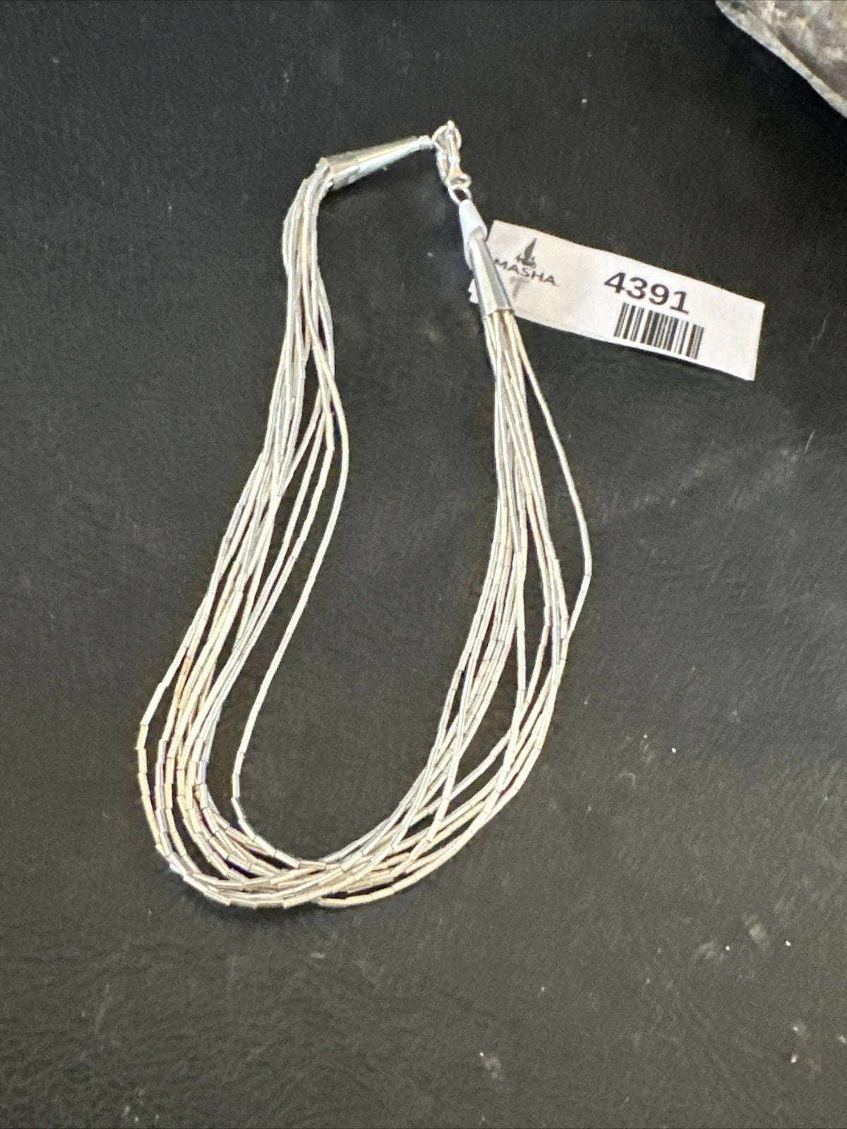 Womens Heishi Liquid Sterling Silver 10 Strands Bracelet 8” 4391