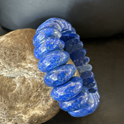 Mens Womens Blue Lapis Lazuli Stretch Bead Bracelet 7” 18861