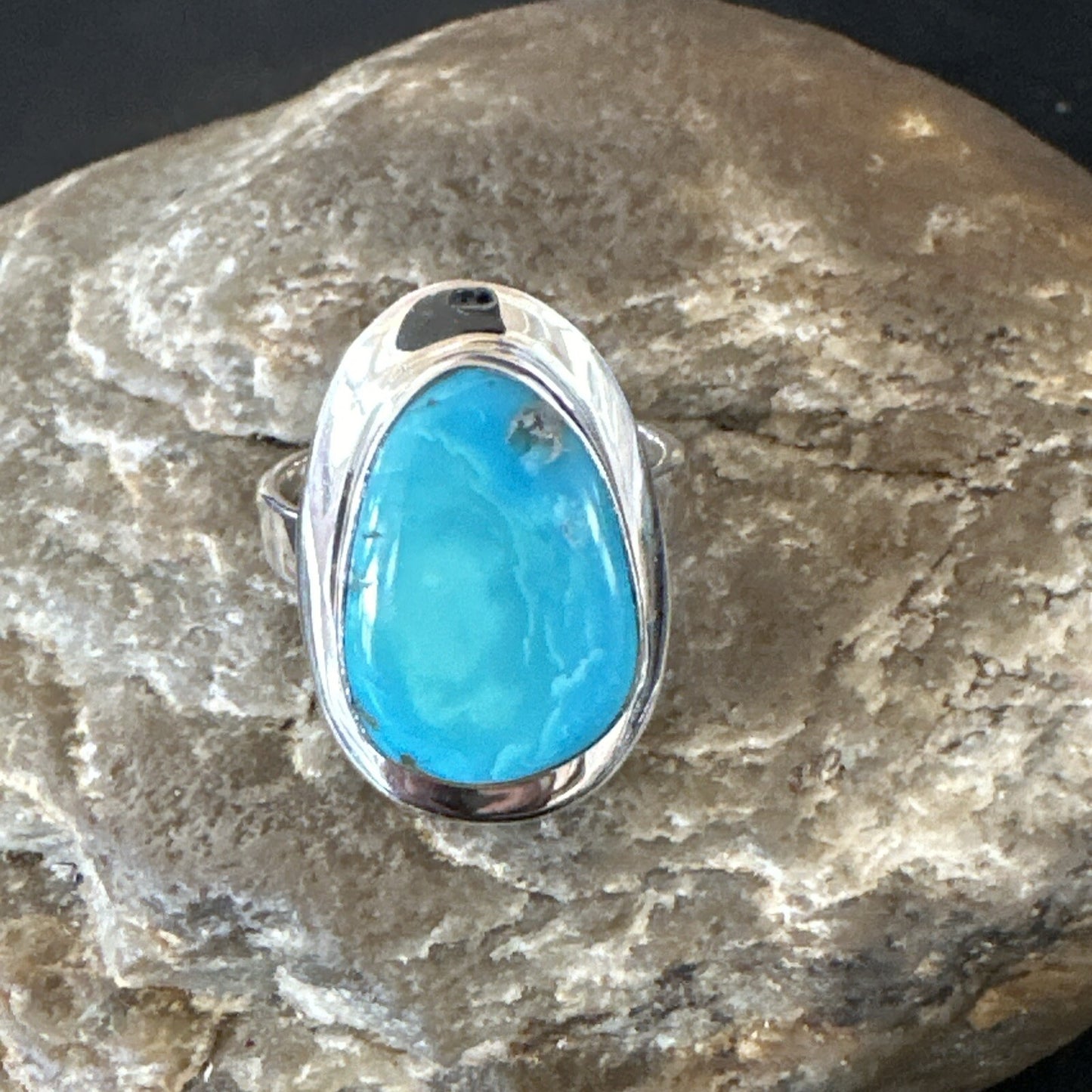 WoMens Sterling Silver Robin Egg Blue Kingman Turquoise Ring Size 9 17733