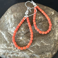 Red Coral Southwestern Earrings 2" | Sterling Silver | Authentic Native American Handmade | 18837