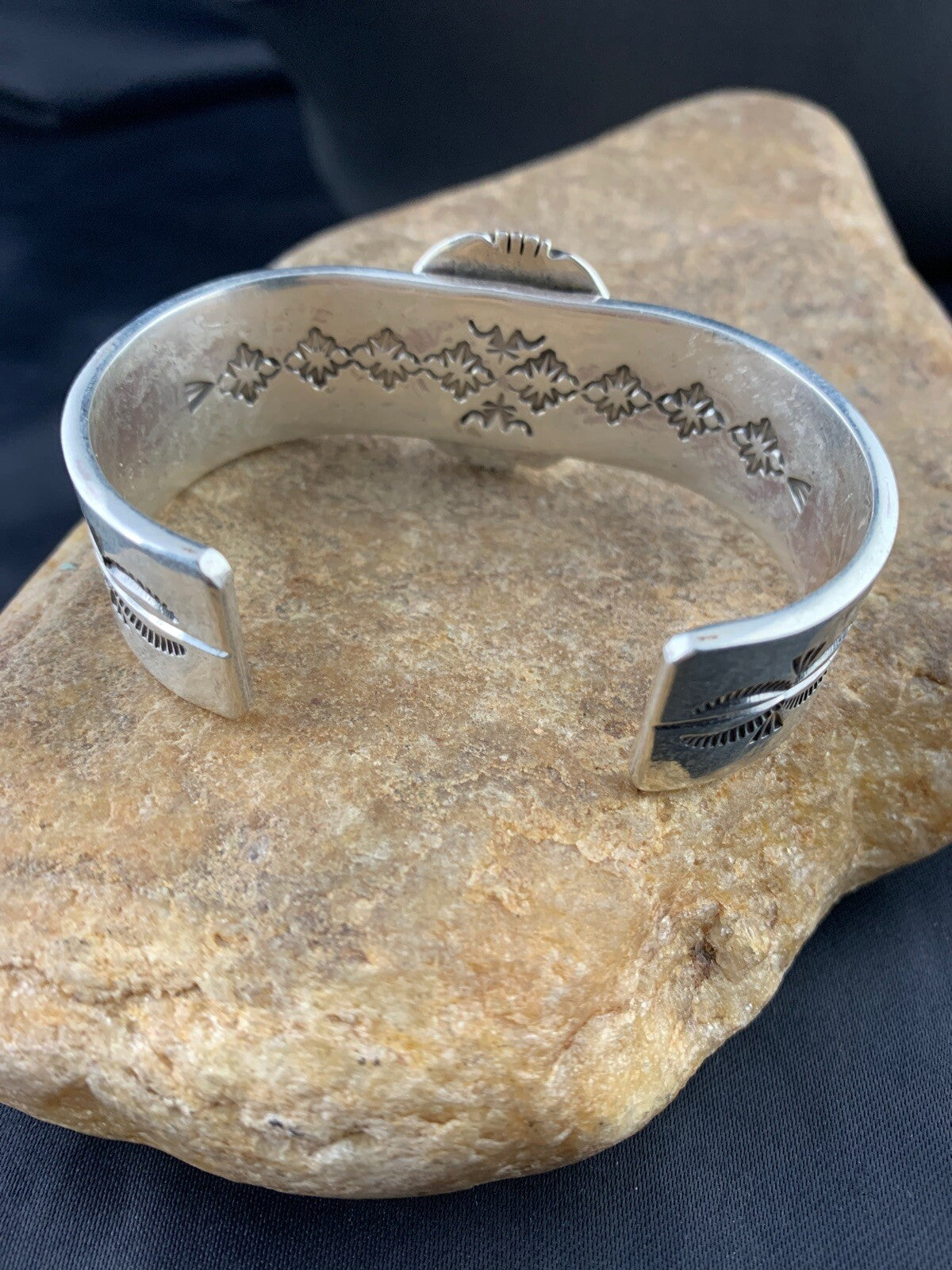 Native American Mens Blue Turquoise Navajo Sterling Silver Bracelet 03284