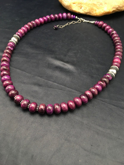 Stone Bead Navajo Sterling Silver Necklace 23” 18143