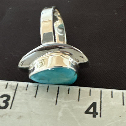 Southwestern Sterling Silver Blue Kingman Turquoise Ring Size 7 18506