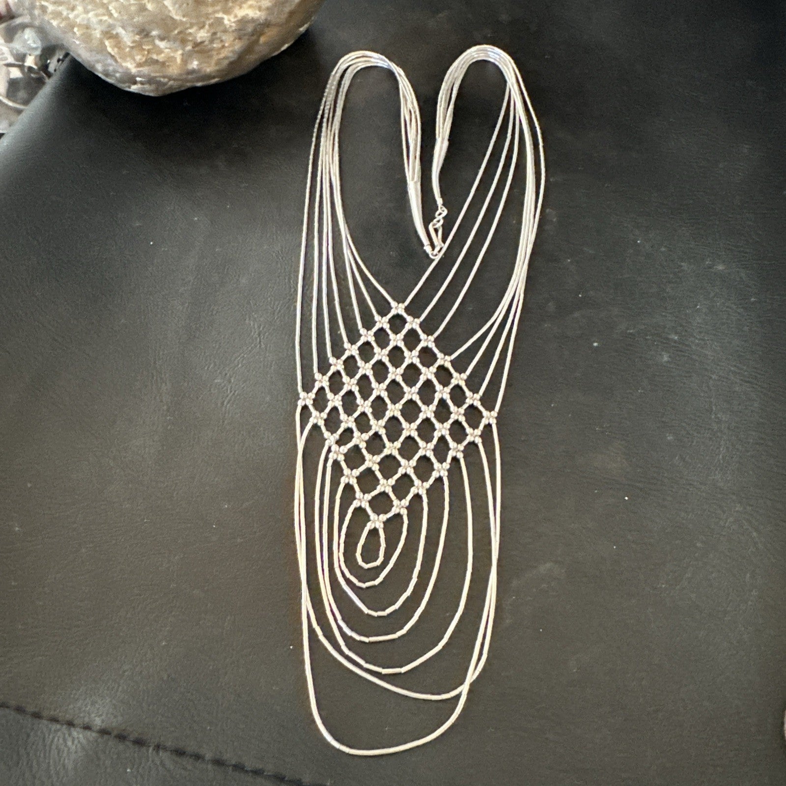 Sterling Silver Heishi Tubes Pendant 7 Strand Necklace 19754