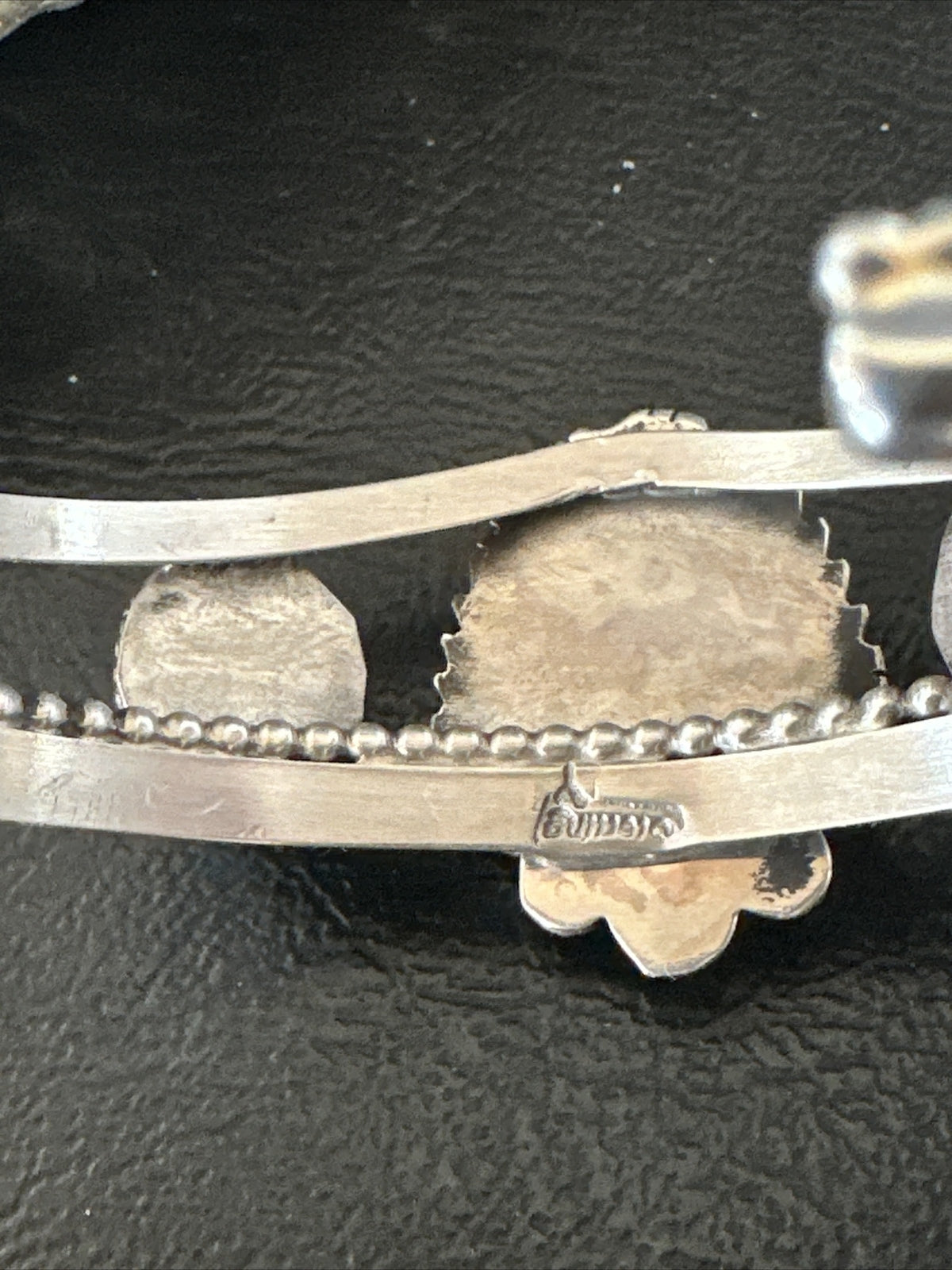 Red Spiny Oyster White MOP Navajo Sterling Silver Cuff Bracelet 17705