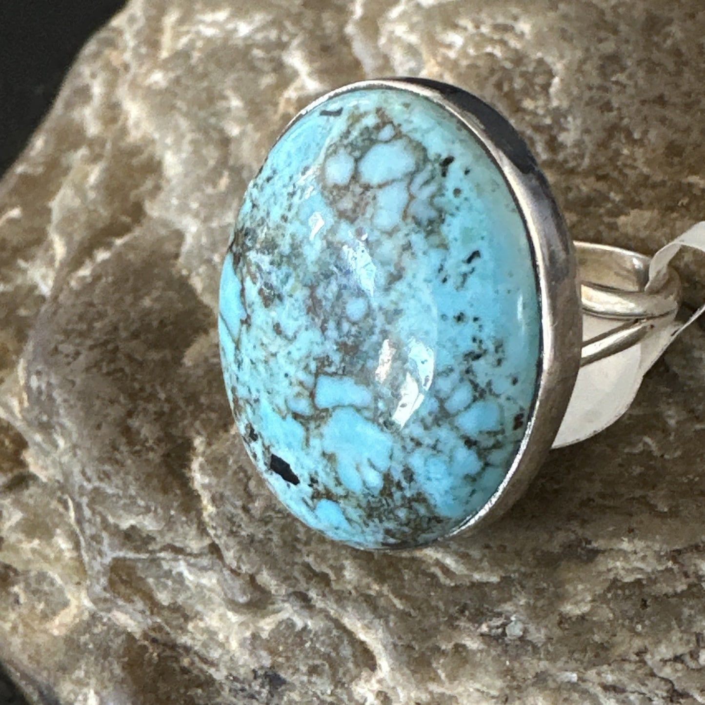 Blue Turquoise#8 Southwestern Sterling Silver Ring Size 8 19747