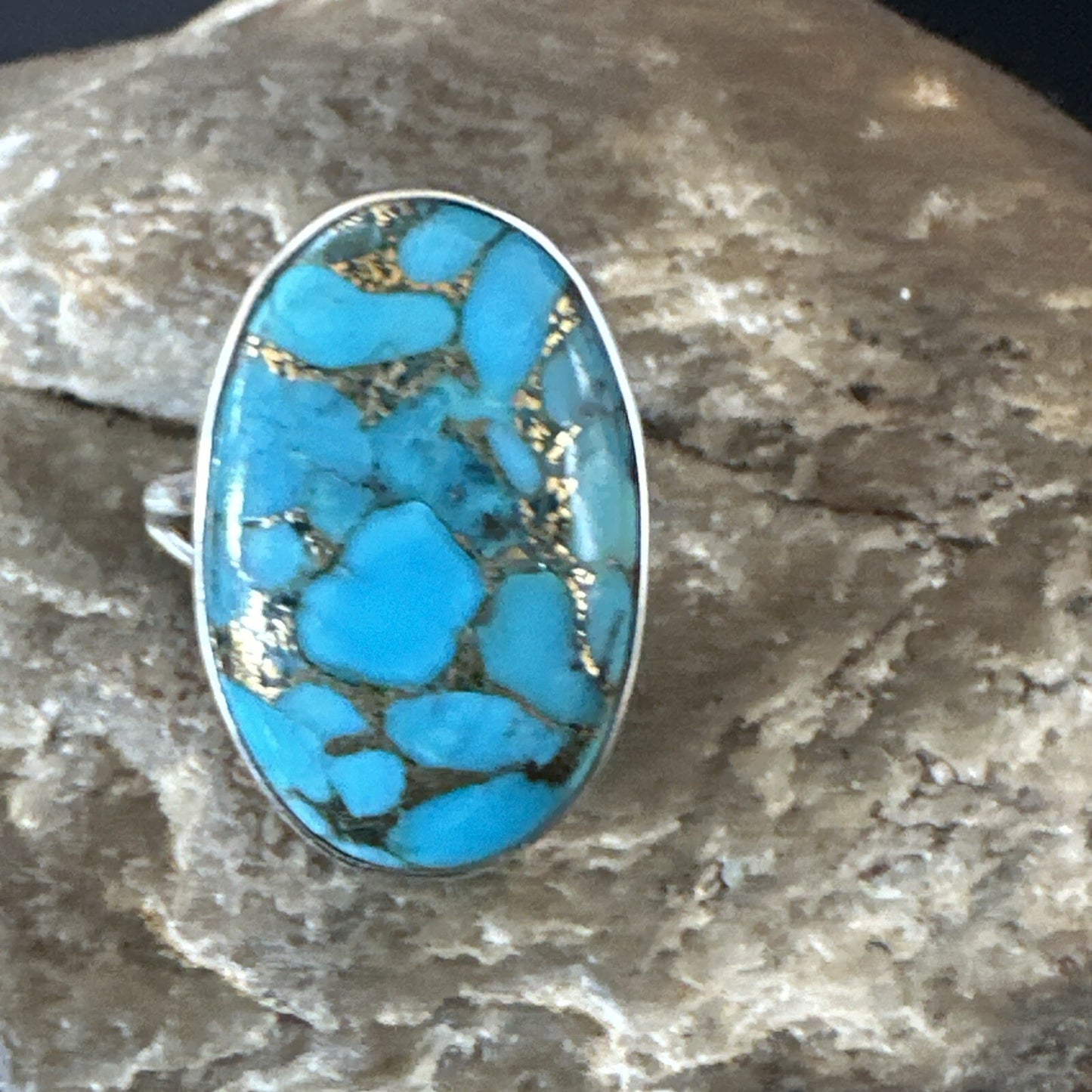 Mohave Native Navajo Sterling Silver Blue Turquoise Ring Sz 7 18240
