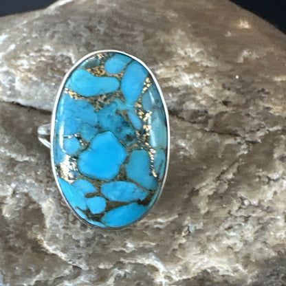 Mohave Native Navajo Sterling Silver Blue Turquoise Ring Sz 7 18240