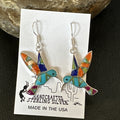Blue Turquoise Spiny Opal Hummingbird Dangle Earrings | Sterling Silver | Authentic Native American Handmade | 19132