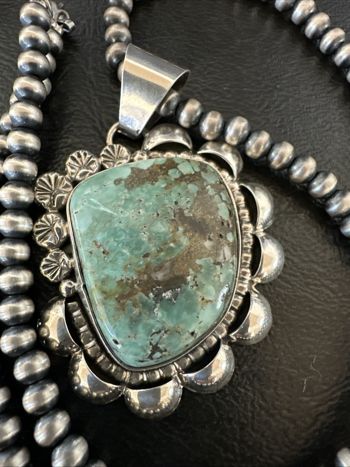 Men Women Green Royston Turquoise Pendant Navajo Sterling Yazzie 19567