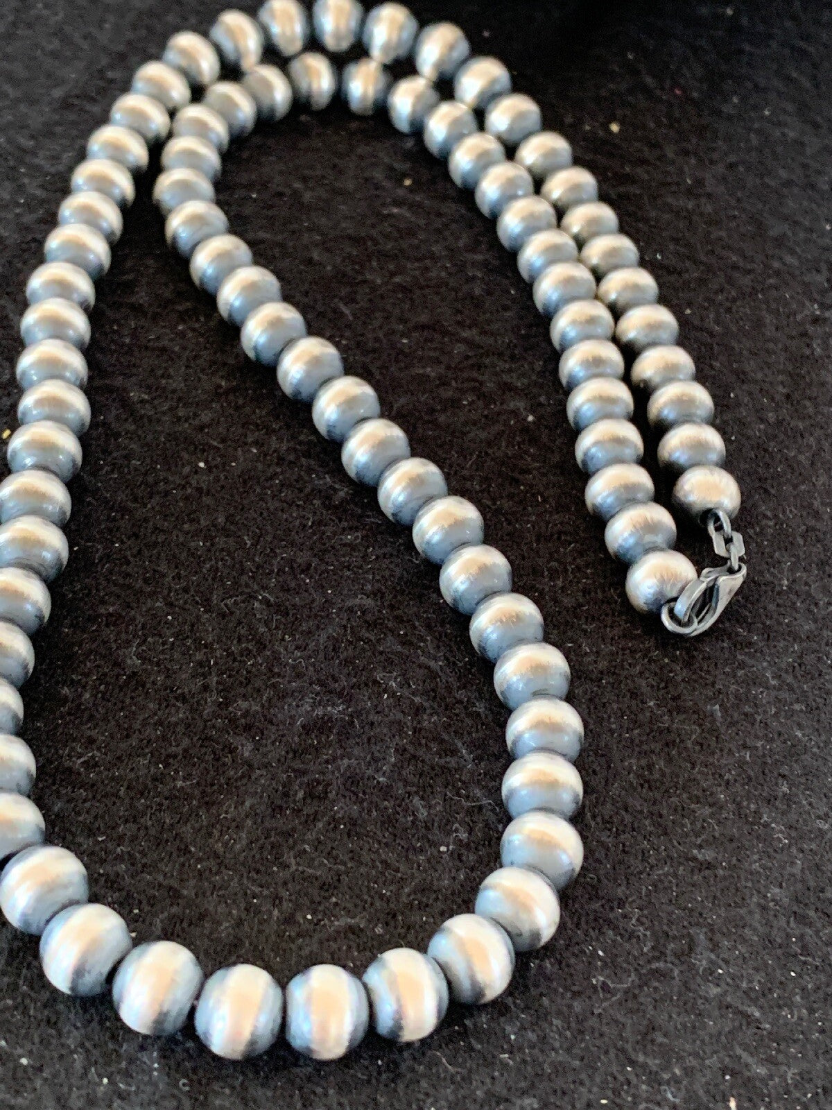 Native American 8mm Sterling Silver Navajo Pearls 23" Single Strand Necklace