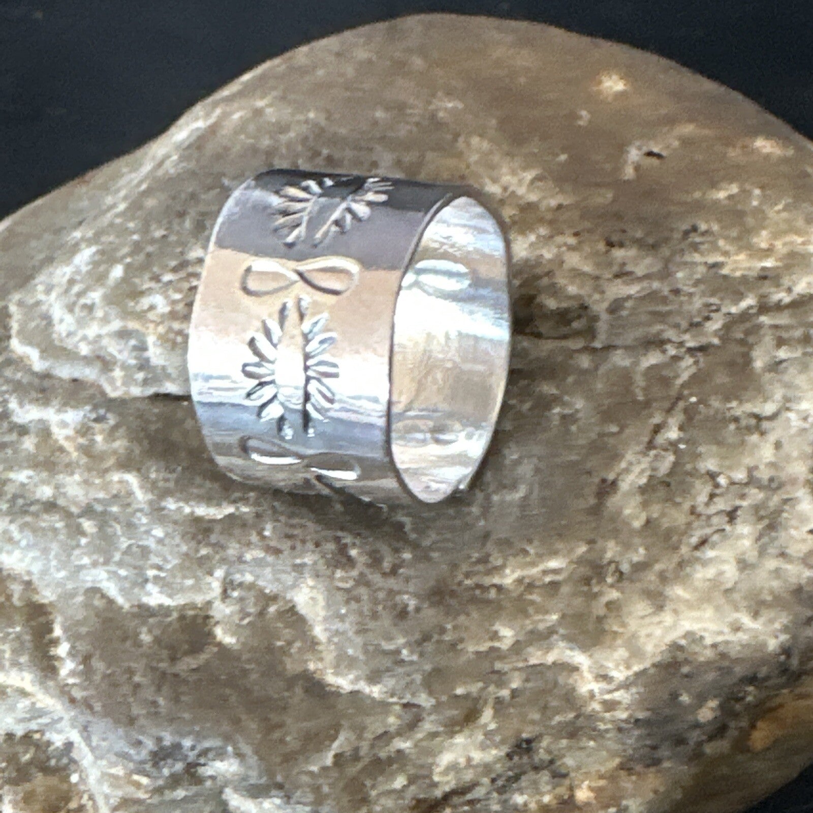 Mens Wide Band Navajo Stamped Sterling Silver Ring Size 9 17162