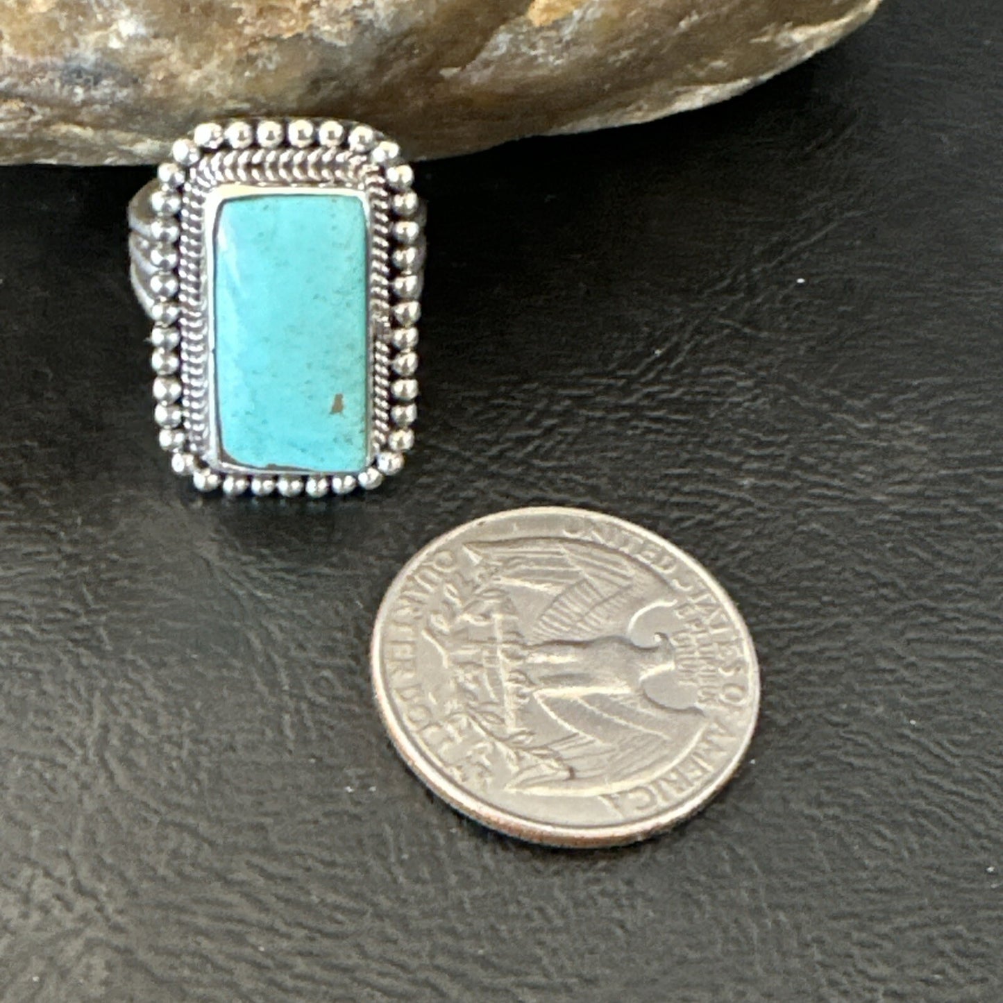 Blue Turquoise #8 Navajo Sterling Silver  Ring Size 6 18827