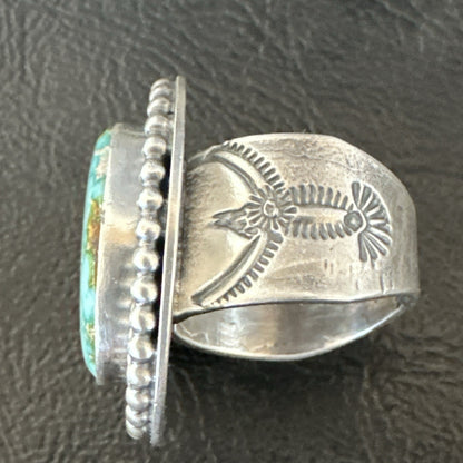 Navajo Sterling Silver Green Royston Turquoise Ring Size 7 19630