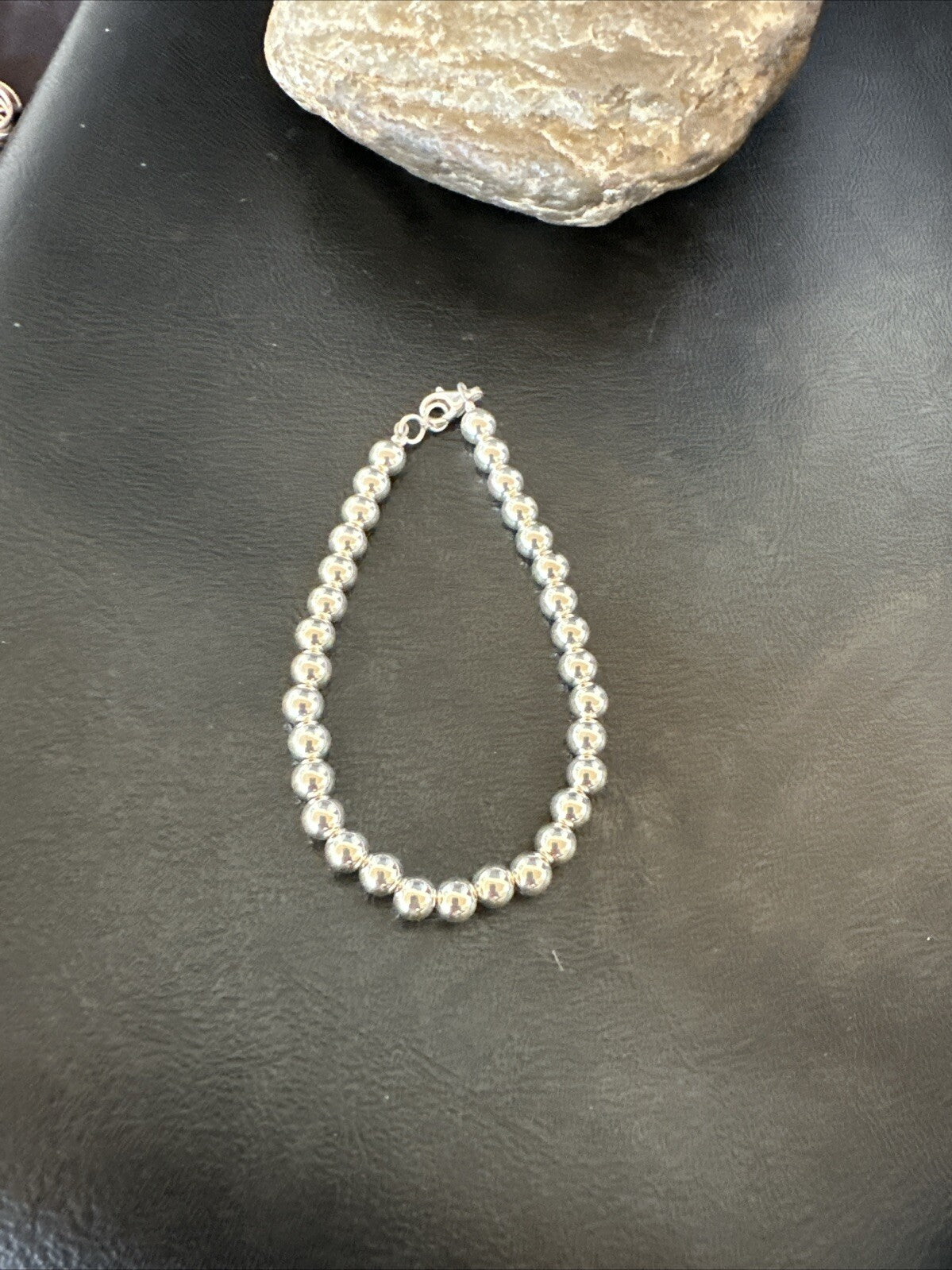 Shiny 6mm Beads 8” Sterling Silver Bracelet 90008