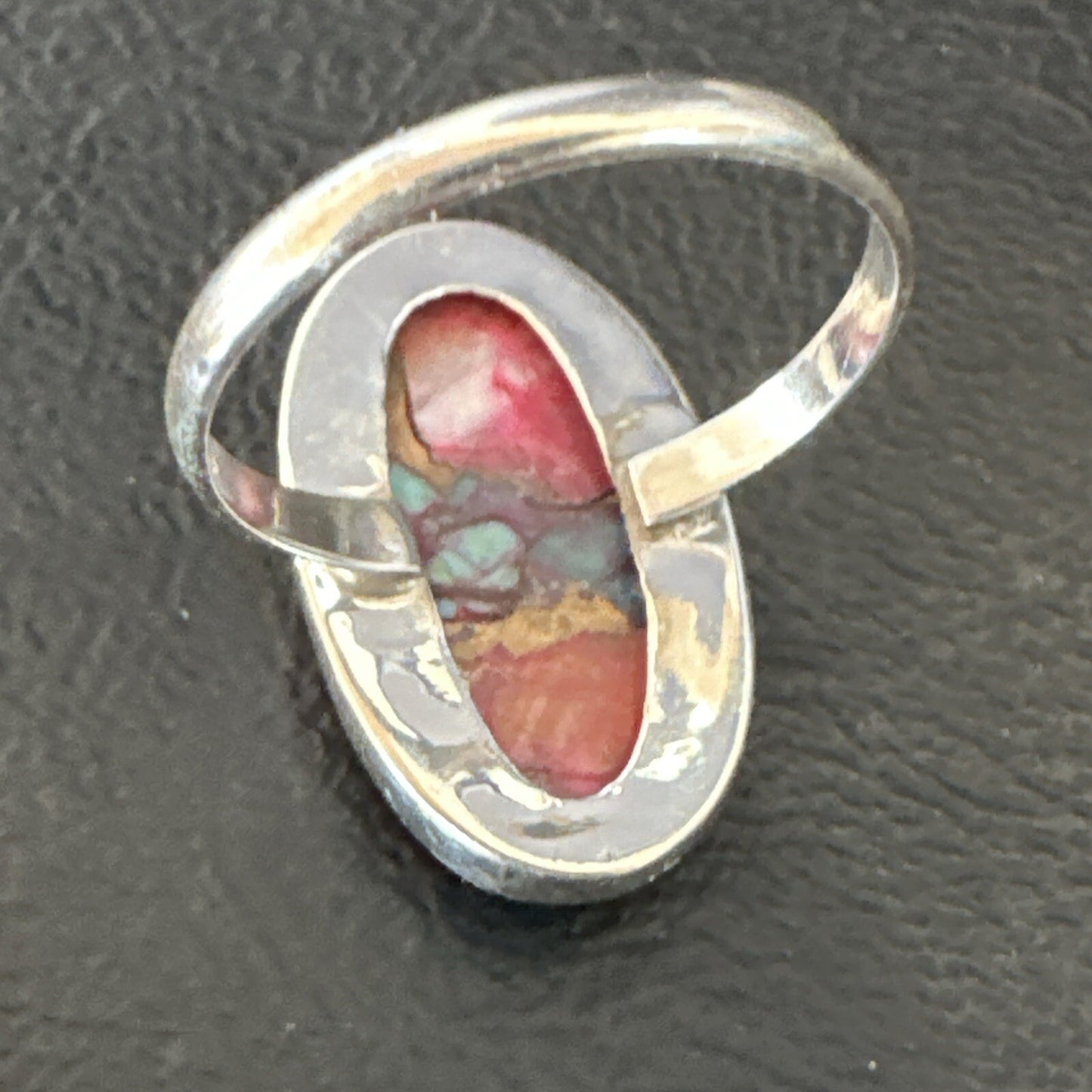 Blue Turquoise Spiny Oyster Southwestern Sterling Silver Ring Size 11 18451