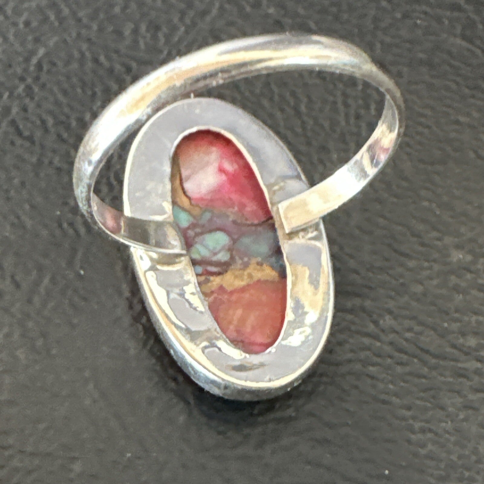 Blue Turquoise Spiny Oyster Southwestern Sterling Silver Ring Size 11 18451