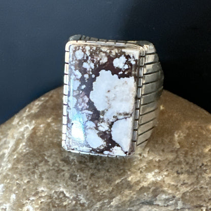 Mens Wild Horse Turquoise Navajo Sterling Silver Ring Sz 13.5 19409