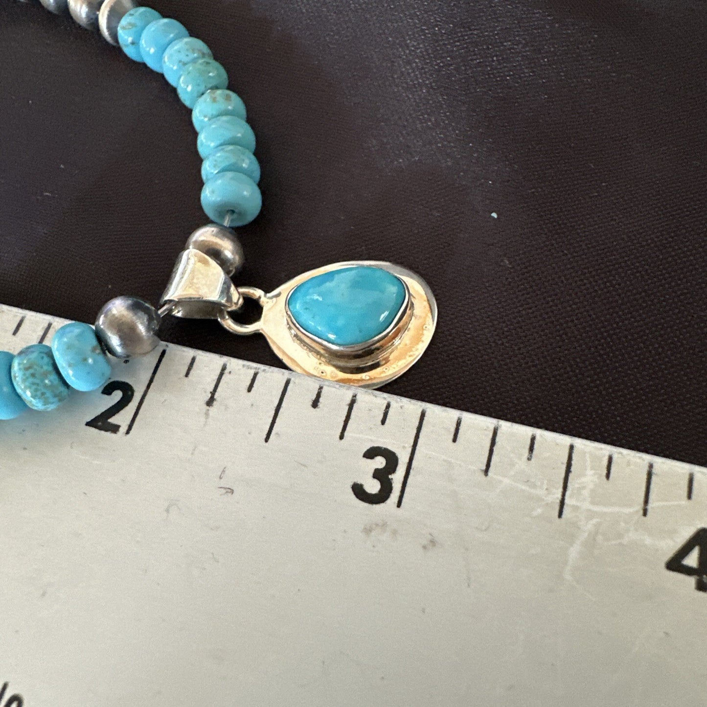 WoMens Blue Kingman Turquoise Pendant Navajo Sterling Silver Necklace 21" 18150