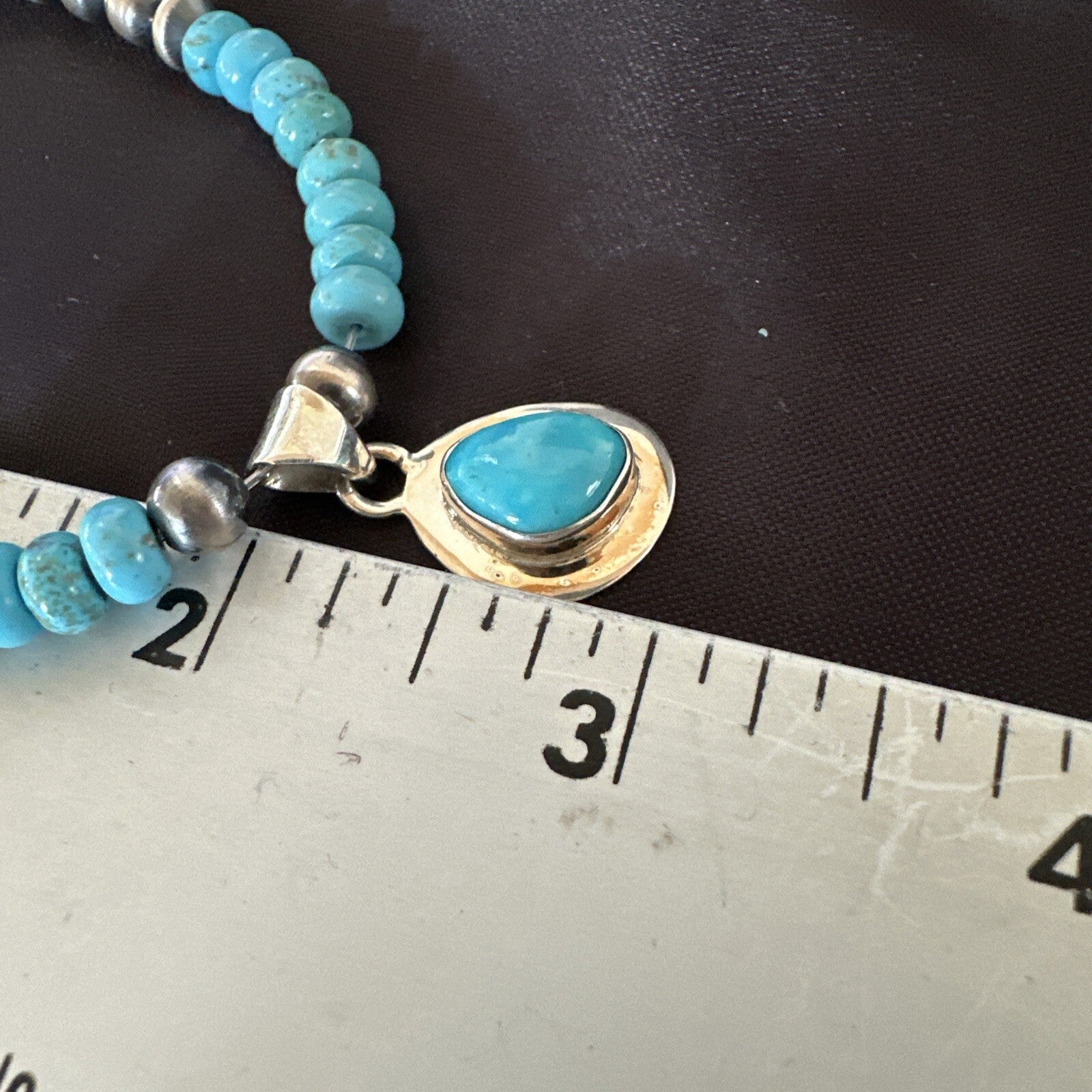 WoMens Blue Kingman Turquoise Pendant Navajo Sterling Silver Necklace 21" 18150