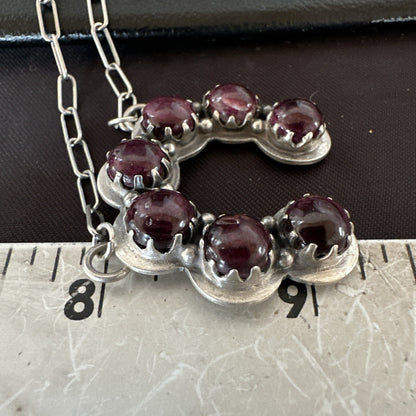 Purple Spiny Oyster Naja Pendant Navajo Sterling Silver Chain 20” Necklace 18853