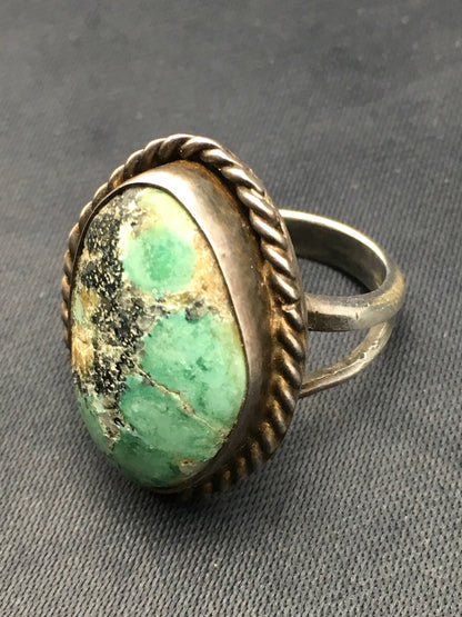 Native Blue Turquoise Navajo Sterling Silver Old Pawn Ring Sz 4.25 4408