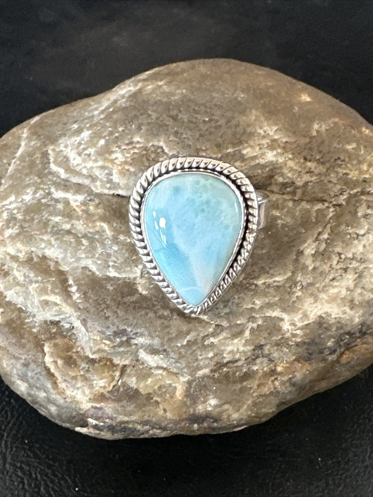 Womens Blue Larimar Navajo Sterling Silver Ring Size 9 17675