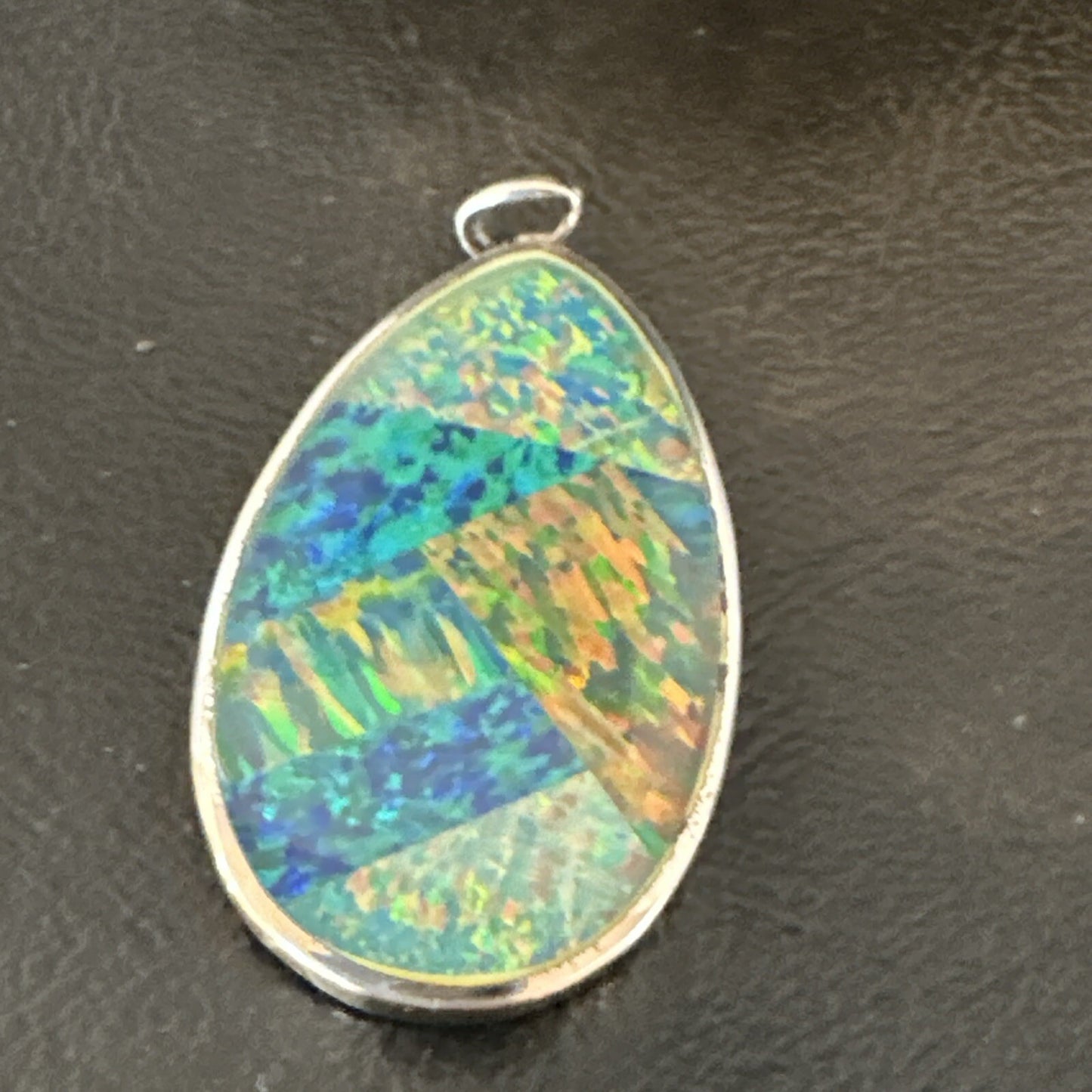 Mens Womens Multicolor Gilson Opal Navajo Sterling Silver Inlay Pendant 18609