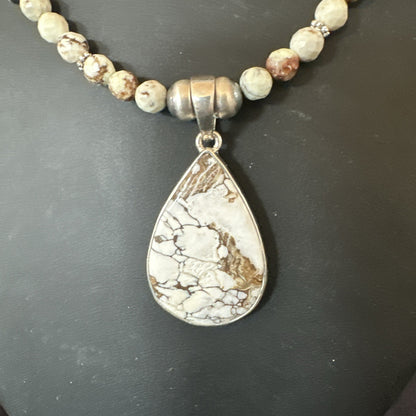 Mens Womens Wild Horse Turquoise Pendant Navajo Sterling Silver Necklace 19308