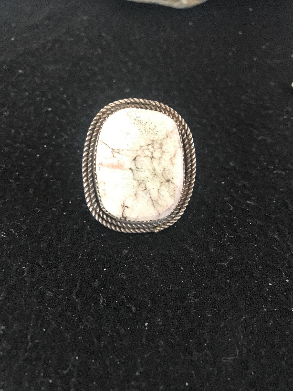 White Wild Horse Turquoise Navajo Sterling Silver Ring Size 5.5 2937