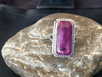 Womens Purple Spiny Oyster Navajo Sterling Silver Ring Size 8 18580