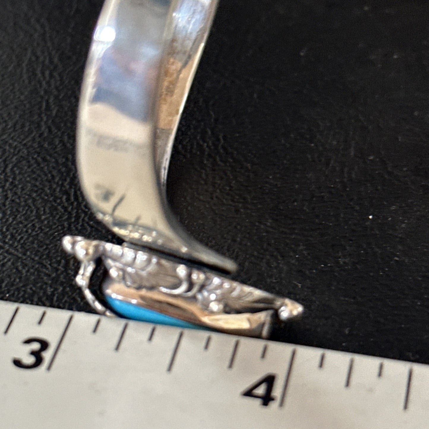 Kingman Turquoise Womens Navajo Sterling Silver Cuff Bracelet 14734
