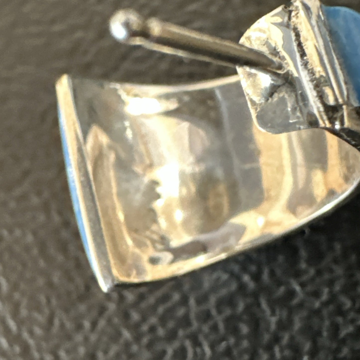 Southwestern Sterling Silver Blue  Denim Lapis Stud Inlay Earrings 1” 19268
