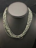 Southwestern Green Agate Heishi 10 Strand Necklace 16" | Sterling Silver | Authentic Native American Handmade | 04351