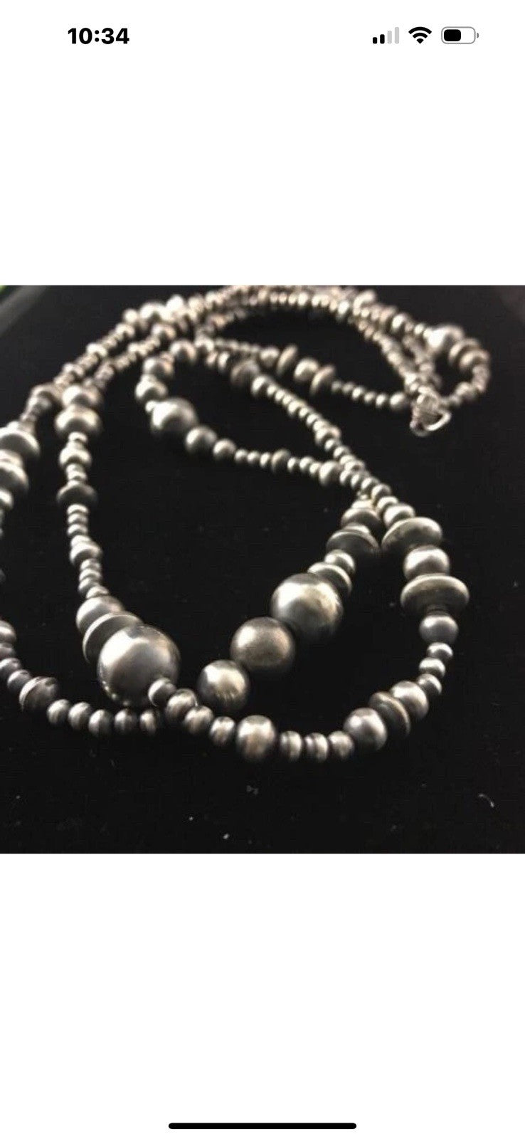 48” Long Navajo Pearls Mixed Bead Sterling Silver Necklace