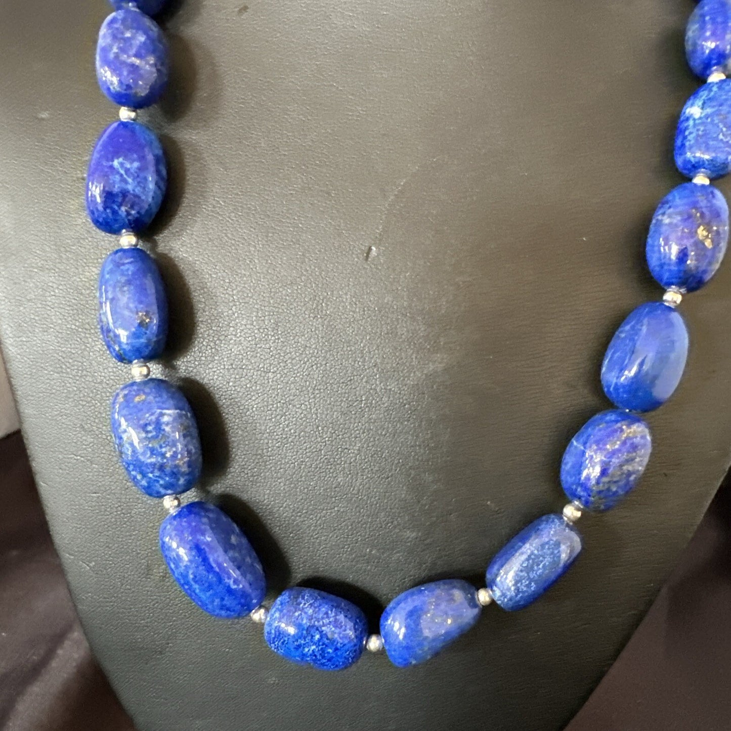 Mens Womens Lapis Lazuli Navajo Sterling Silver 21” Necklace 17750