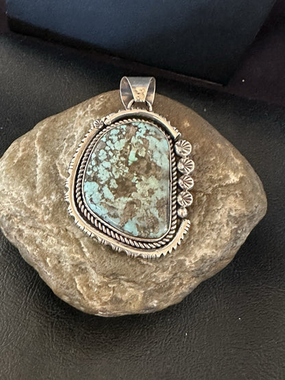 XL Men Women Blue Turquoise Pendant Navajo Sterling Yazzie 19526